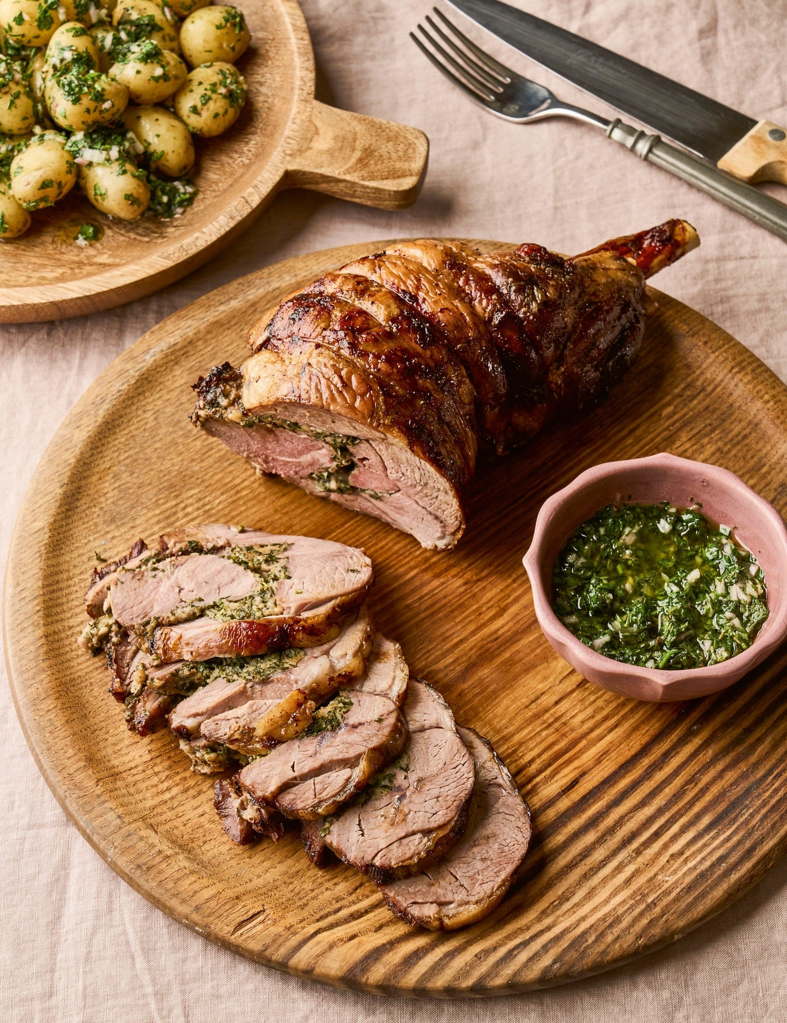 Roast Leg of Lamb with Salsa Verde and Lamb Jus - Step 1