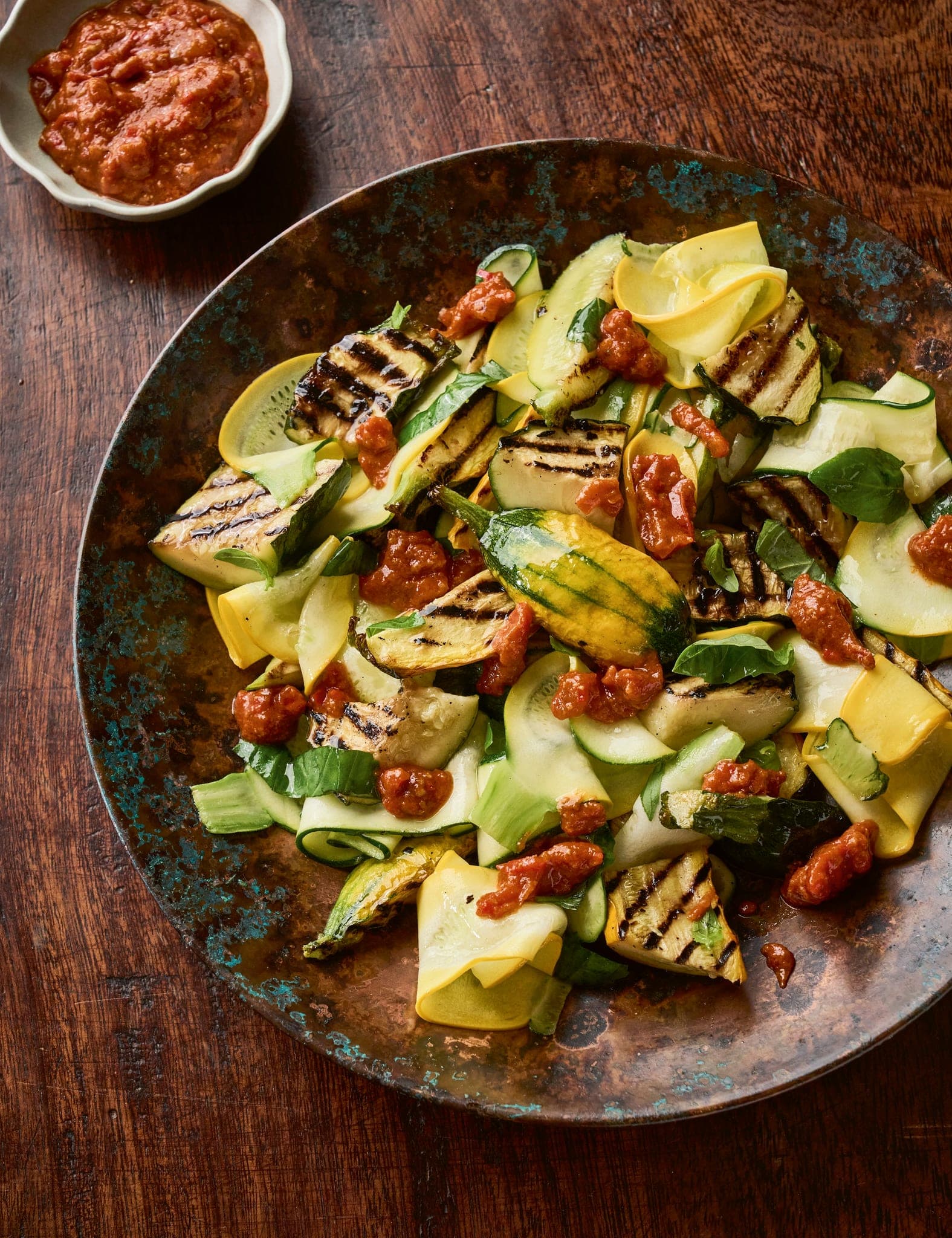 Grilled Courgette Salad with Harissa Sauce