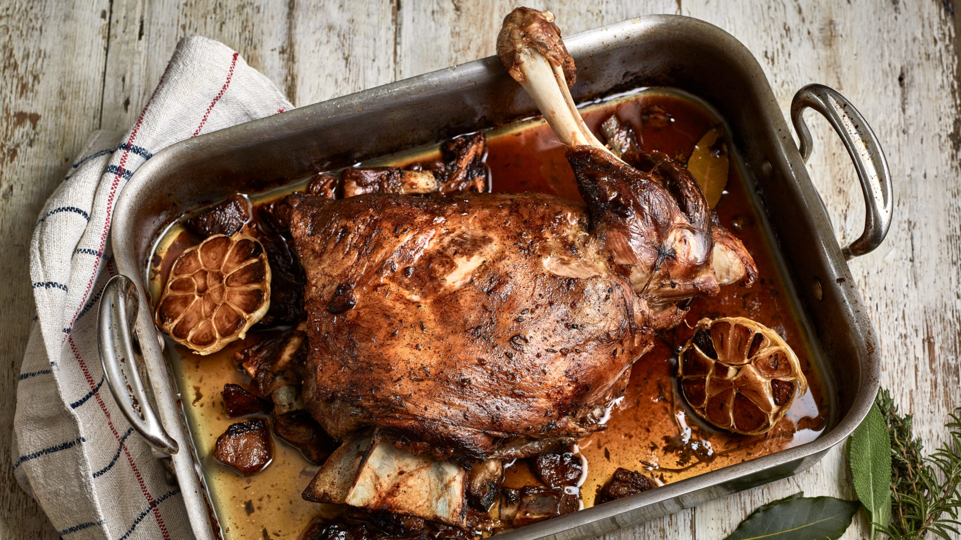 Slow-roasted shoulder of spring lamb